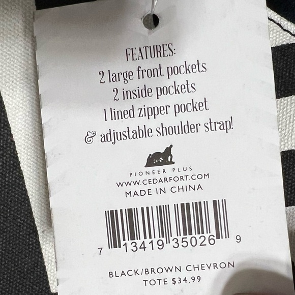 Black & Brown Chevron Tote Bag - Picture 10 of 12